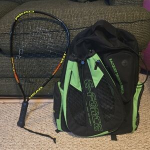 HEAD Racquetball Racket and E-Force Backpack Set - Black and Green